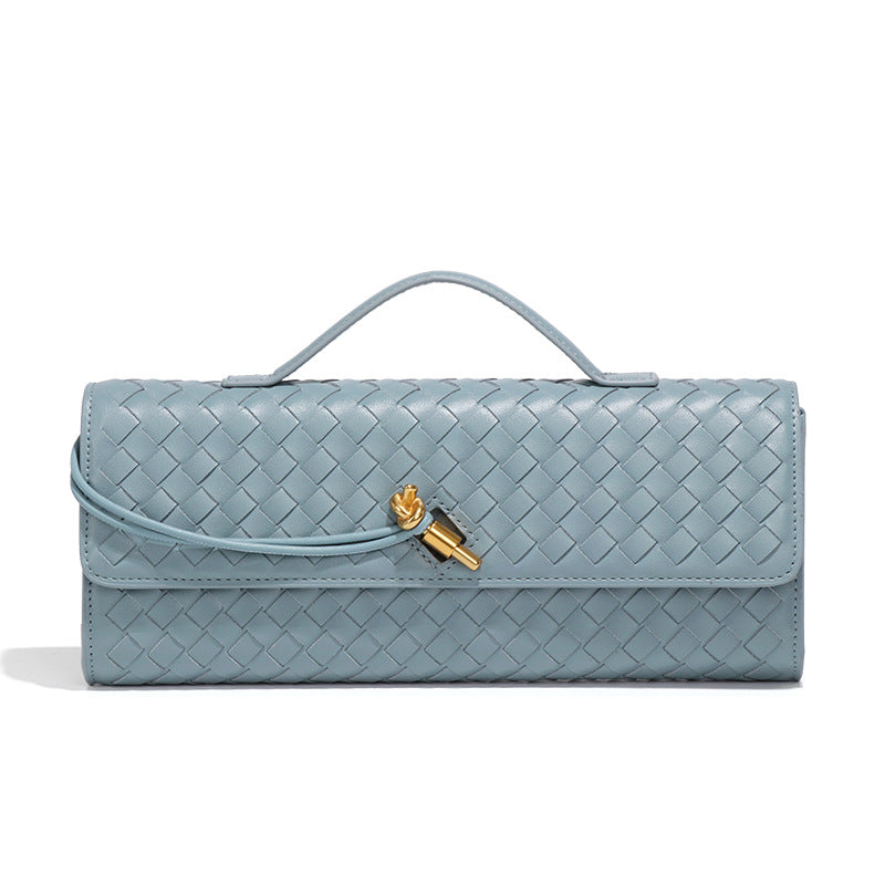 Trendy Woven Soft Leather Dinner Baguette Crossbody Bags