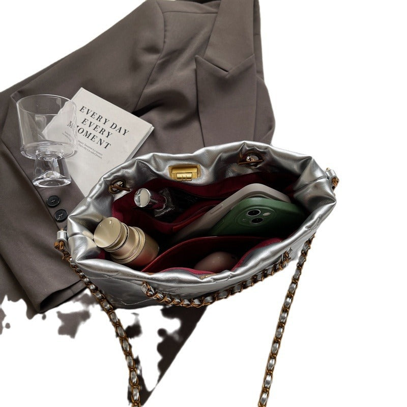 Women's High-grade Electroplated Chain Rhombic Design Trendy Armpit Bags