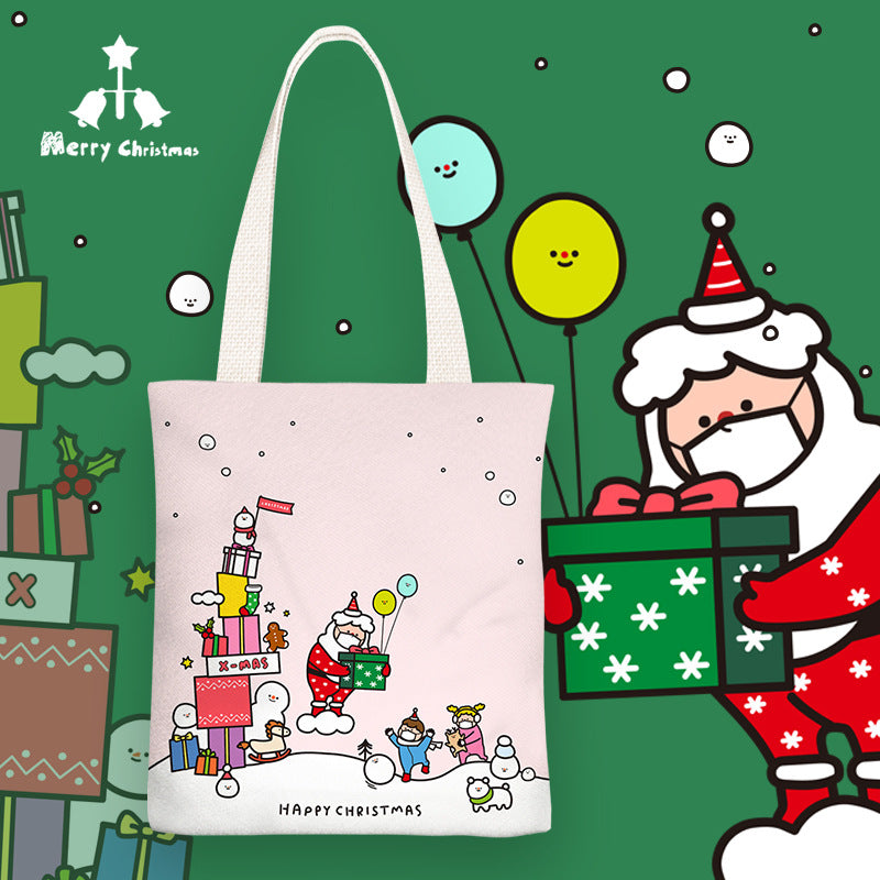 Little Christmas Fresh Canvas Female Simple Shoulder Bags