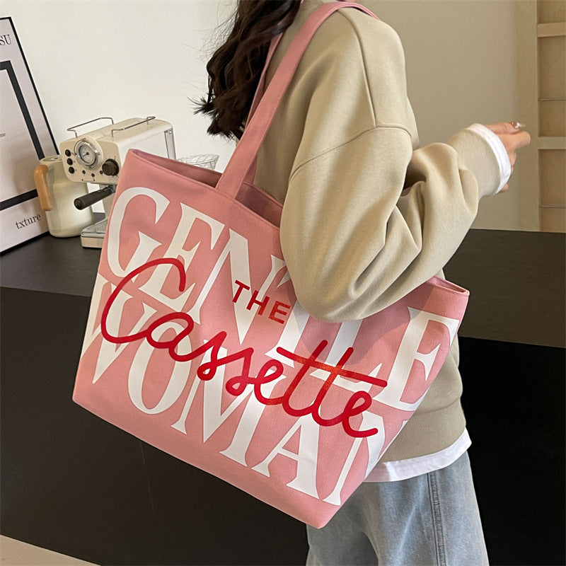 Thailand Big Letter Painted Canvas Spring Shoulder Bags