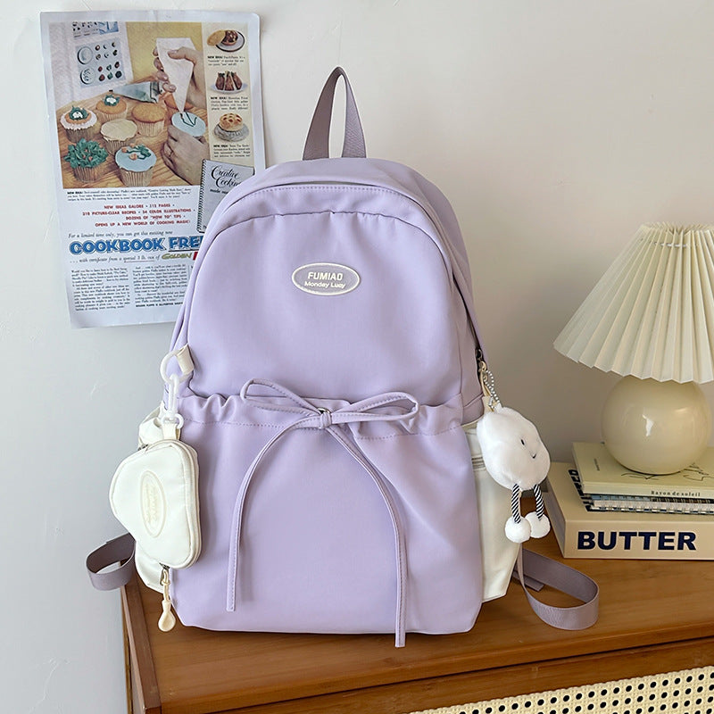Women's Solid Color College Lightweight Large Capacity Backpacks