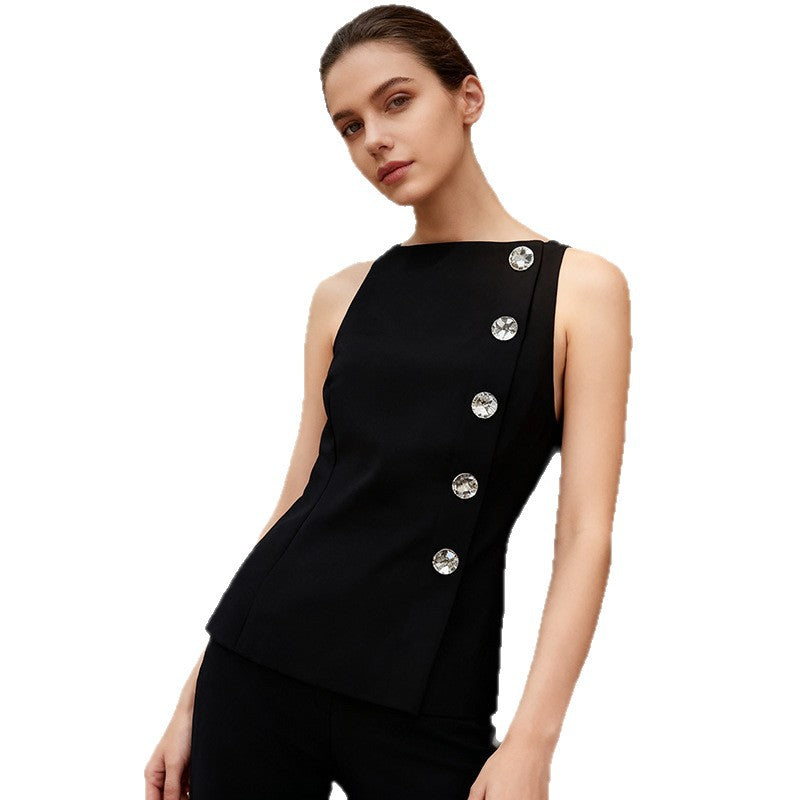 Women's French Style Temperament High-grade Sleeveless Autumn Tops