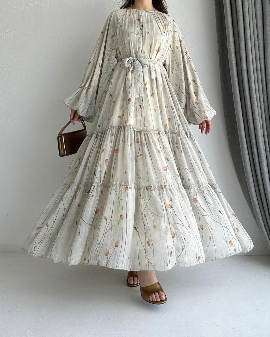 Autumn Fashion Printed Bohemian Style Large Swing Dresses
