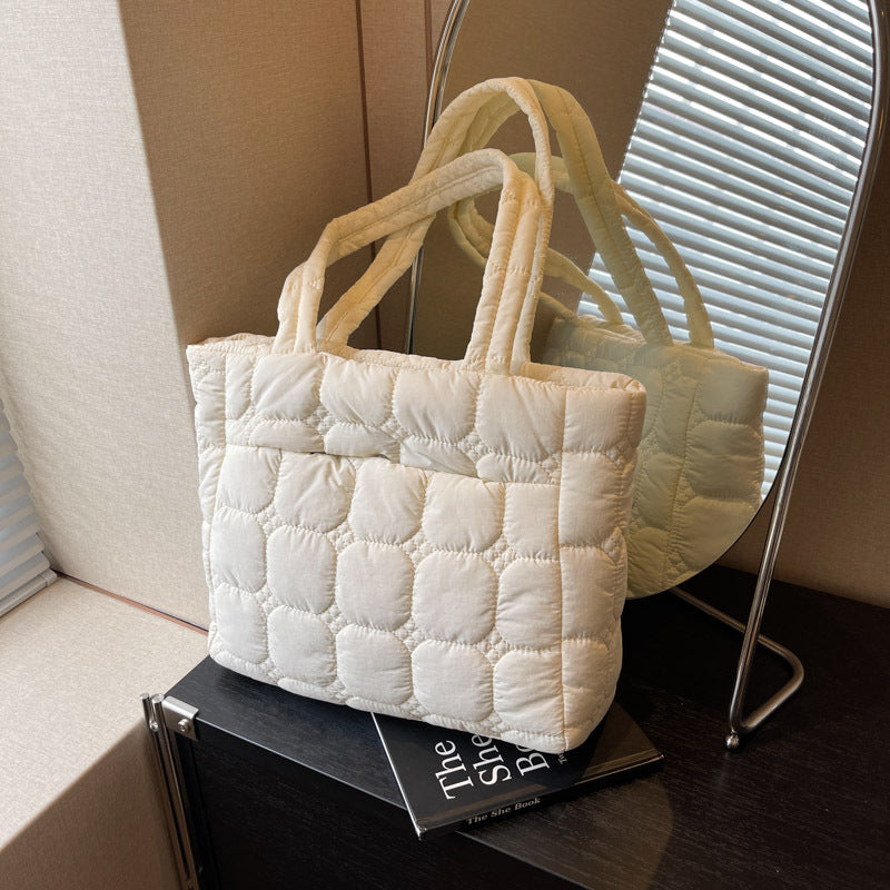 Women's Commuter Down Jacket Portable Cotton Embroidery Tote Bags