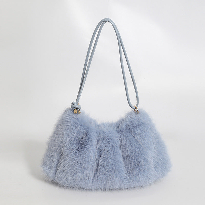 Women's Fur Fashion Underarm High-grade Portable Large Shoulder Bags