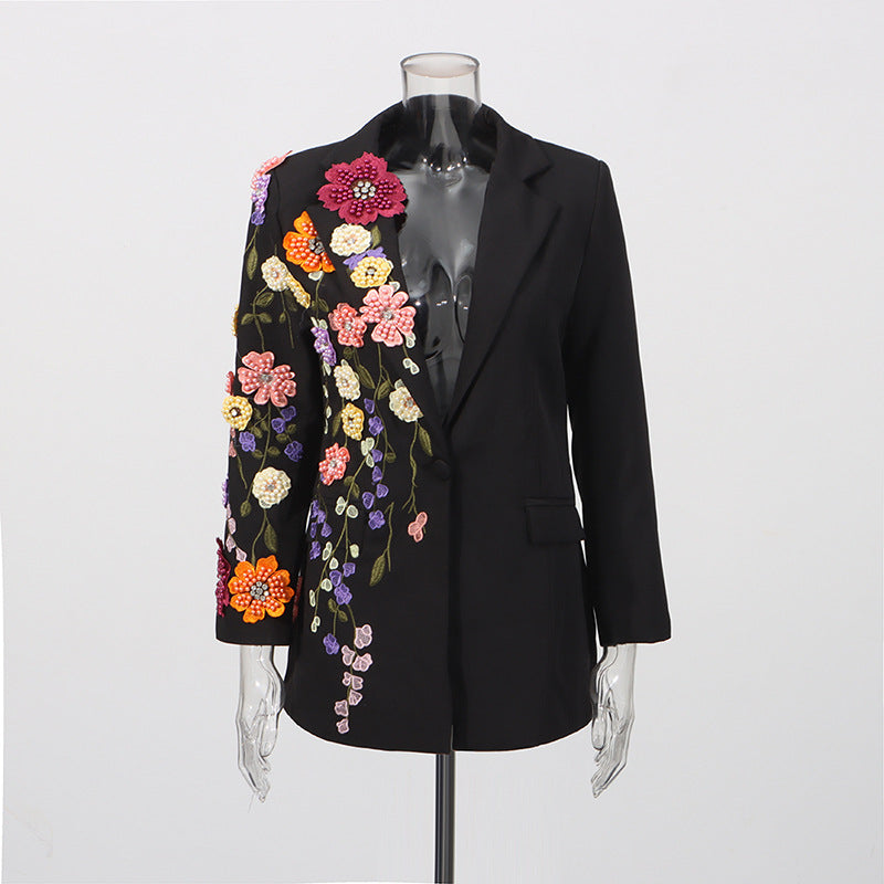 Women's Three-dimensional Flower Embroidery Design Light Luxury Suits