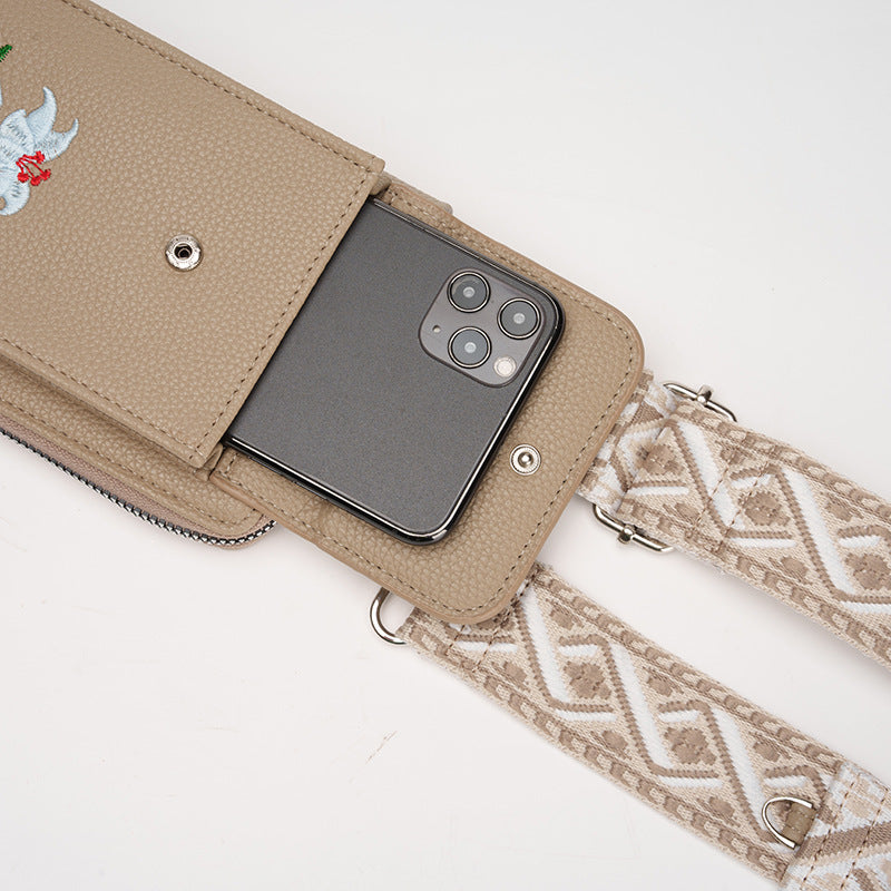 Women's Unique Large Capacity Embroidered Mobile Phone Bags