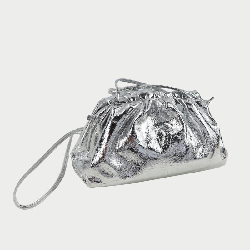 Women's Color Soft Cowhide Pleated Dumpling Fashion Trendy Crossbody Bags