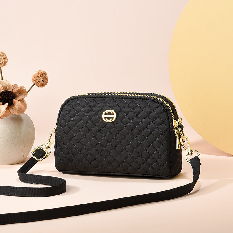 Women's Oxford Cloth Cell Diamond Pattern Mother Crossbody Bags