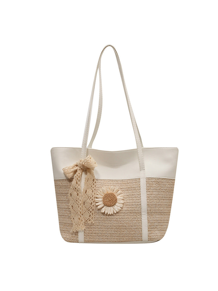 Women's Large Capacity High-grade Straw College Class Bags