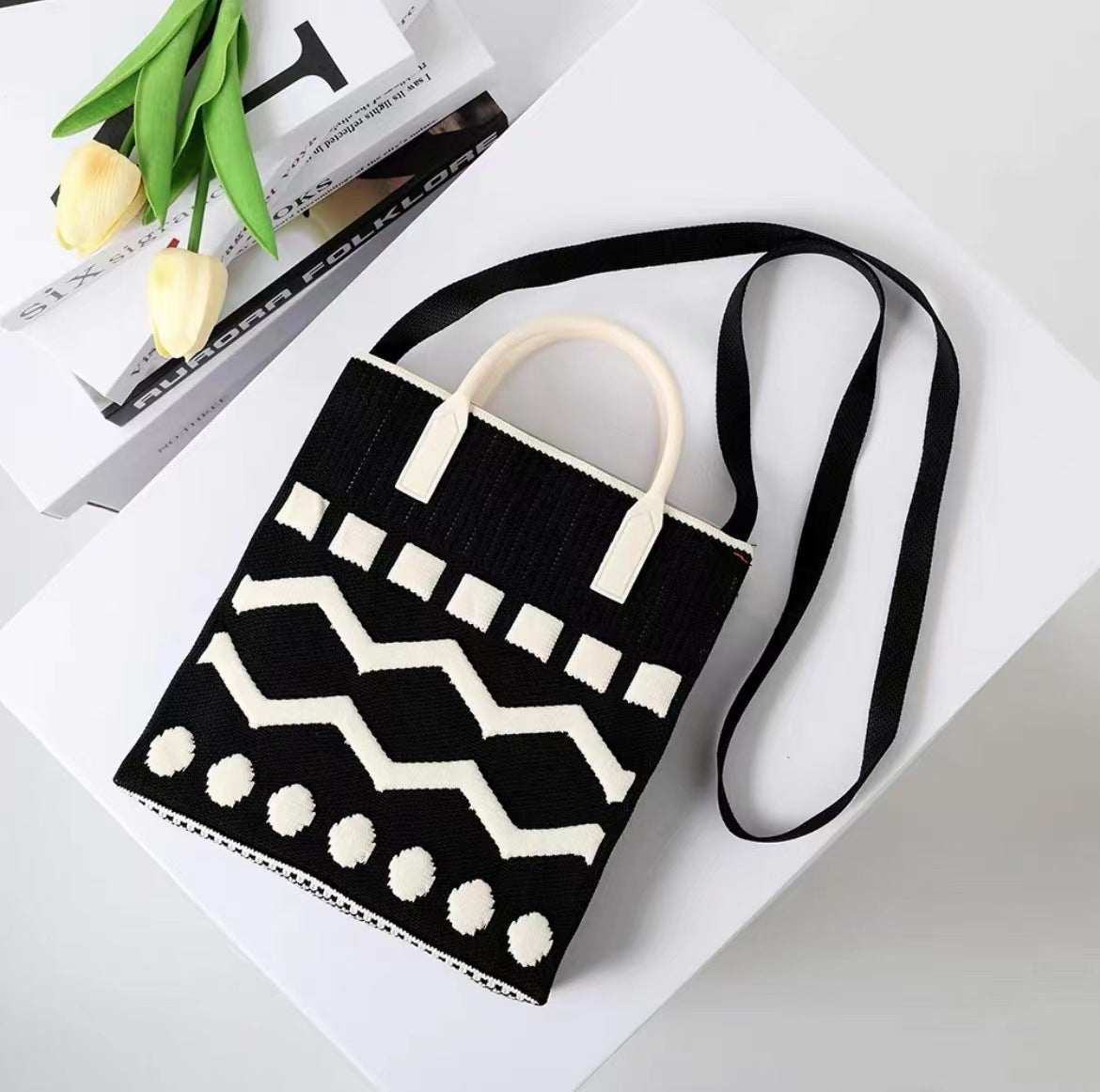 Korean Style Contrast Color Silicone Knitted Crossbody Bags