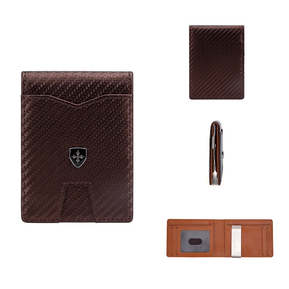 Men's Carbon Fiber Simple Gold Thin Fashion Card Holder
