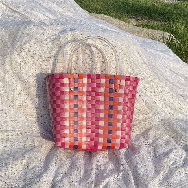 Women's Woven Large Capacity Straw Portable Vegetable Handbags