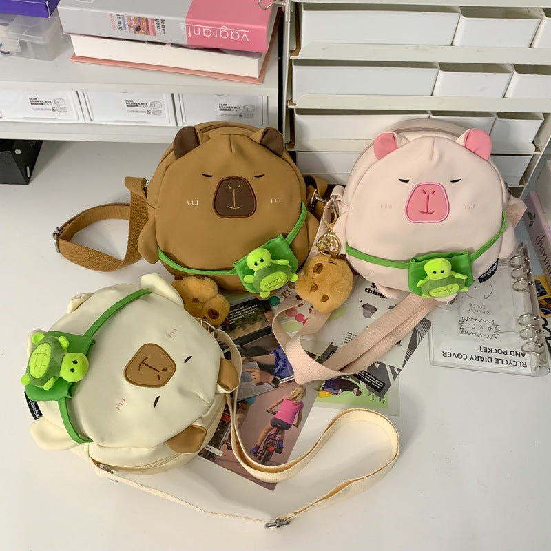 Round Female Cute Water Guinea Pig Everyday Crossbody Bags