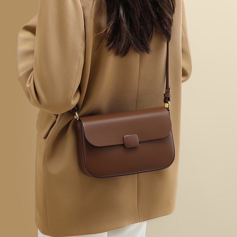 Women's Tofu Underarm Genuine Leather High-grade Small Square Bags