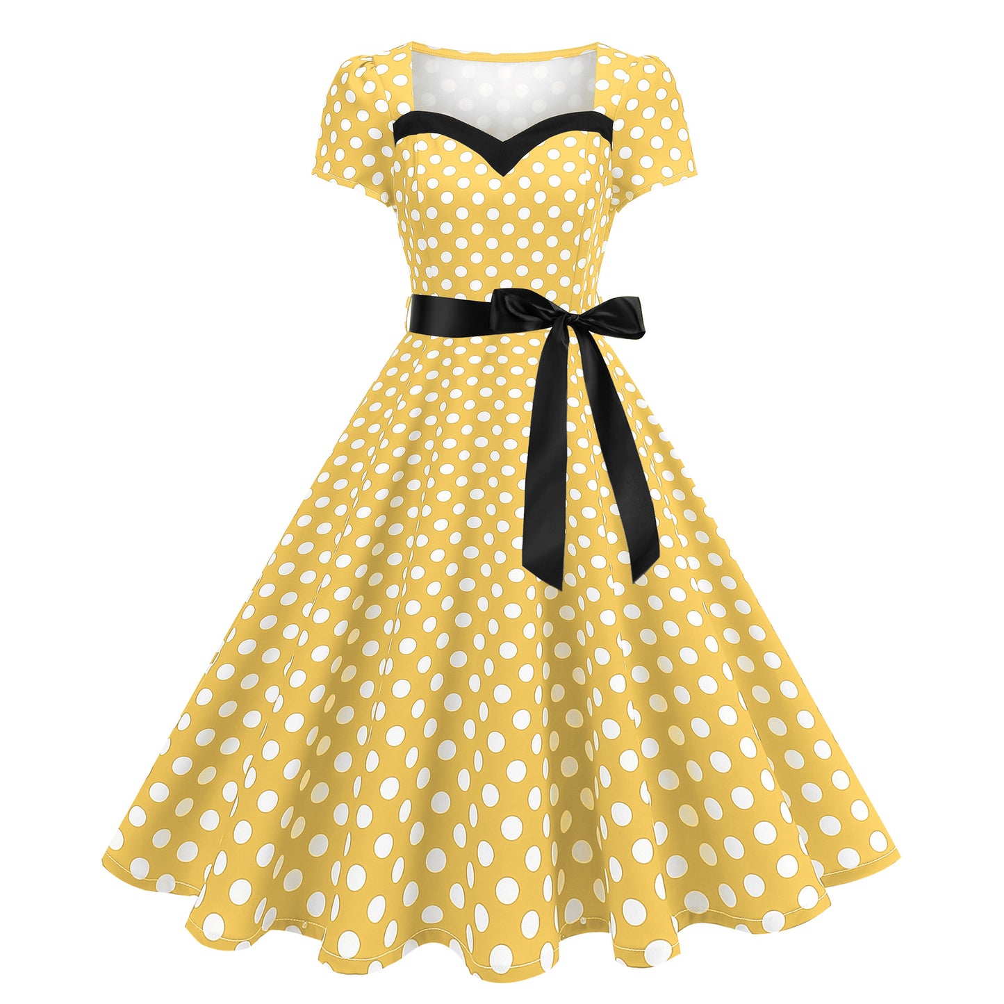 Women's Wear Hepburn Style Dress Sleeve Large Swing Polka Dresses