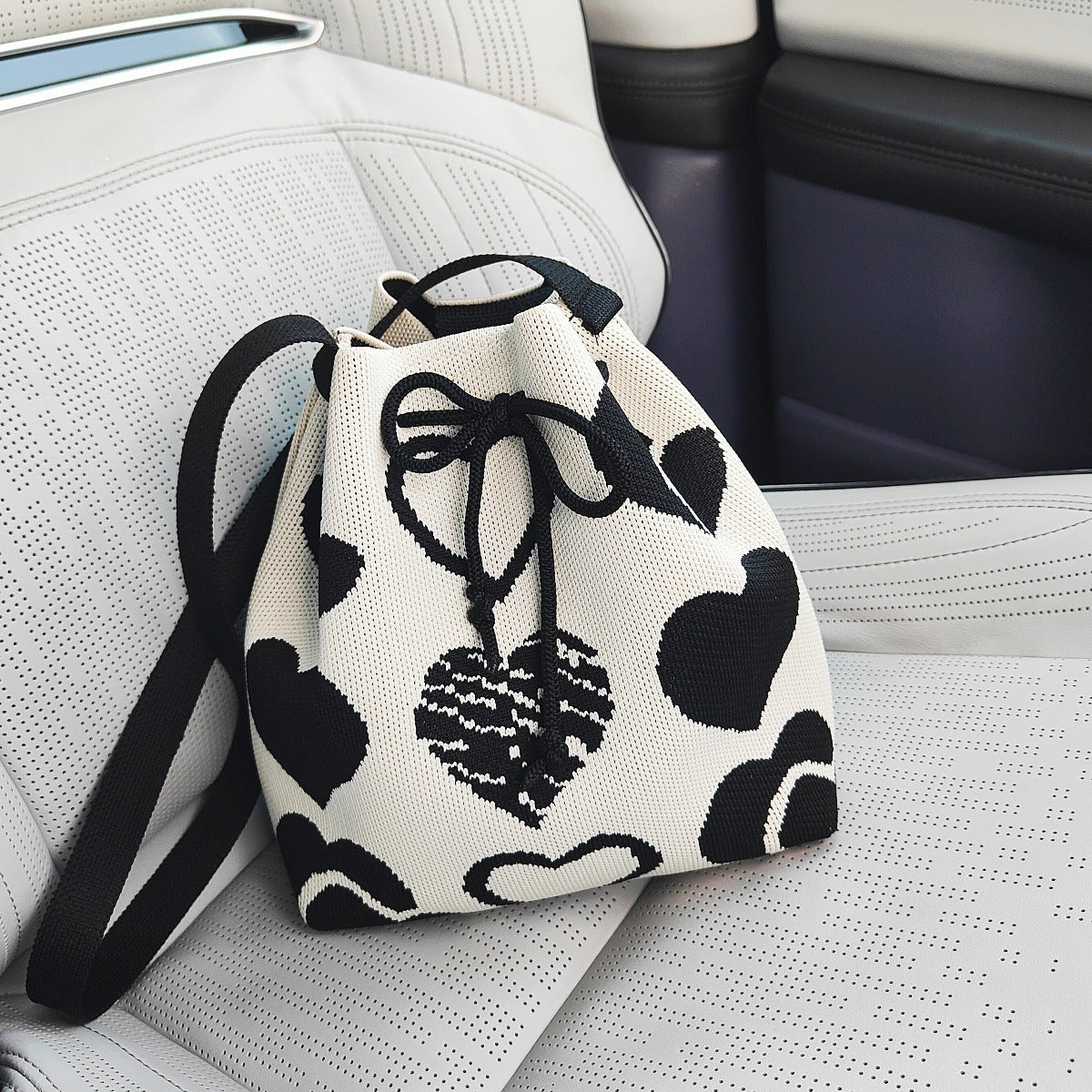 Women's Knitted Wool Version Hand Carrying Box Bags