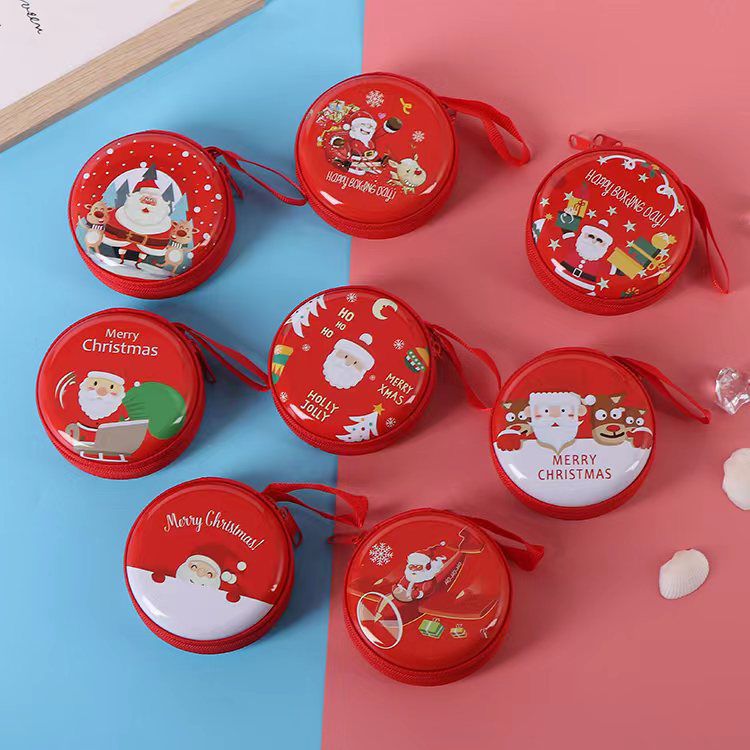 Tinplate Christmas Round Zipper Rabbit Gift Children's Coin Purse