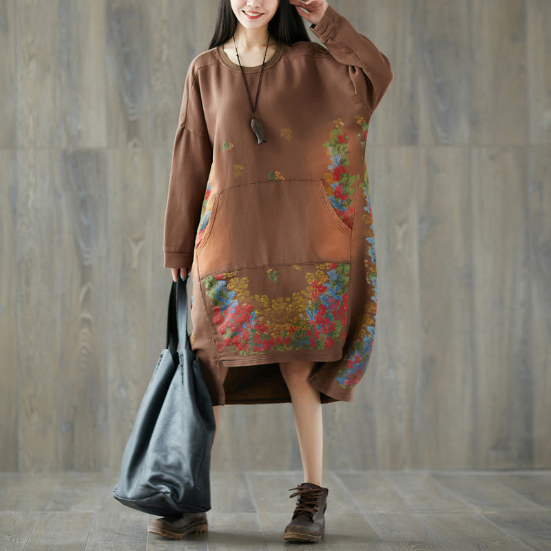 Women's Distressed Mid-length Large Pastoral Style Stitching Sweaters