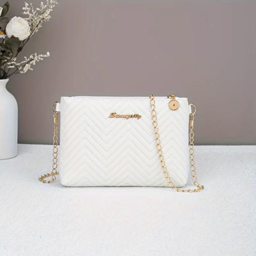 Women's Striped Solid Color High-grade Quilted Embroidered Crossbody Bags