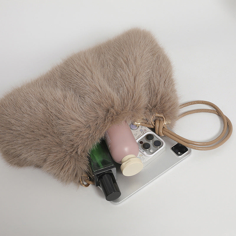 Women's Fur Fashion Underarm High-grade Portable Large Shoulder Bags