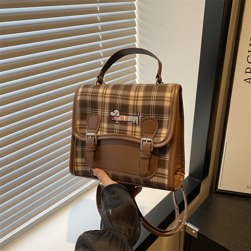 Style Checked Female Autumn Sausage Dog Backpacks