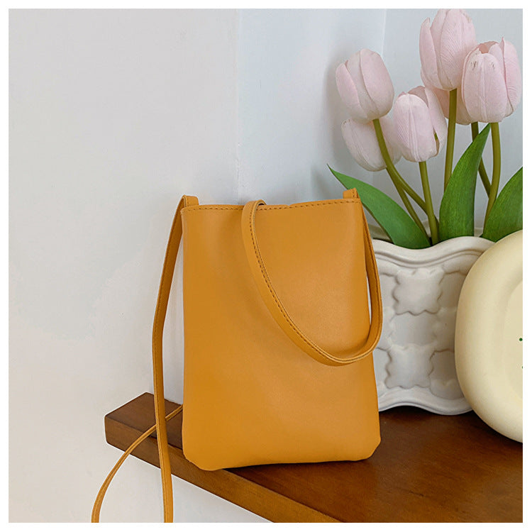 Korean Style Artistic Retro Solid Color Crossbody Bags