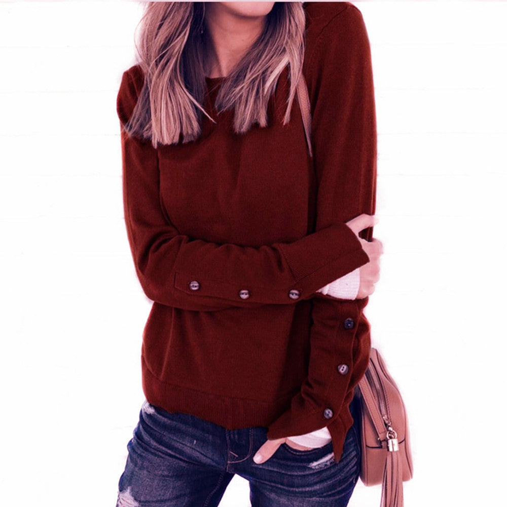 Women's Round Neck Long Sleeve Bottoming Shirt Sweaters