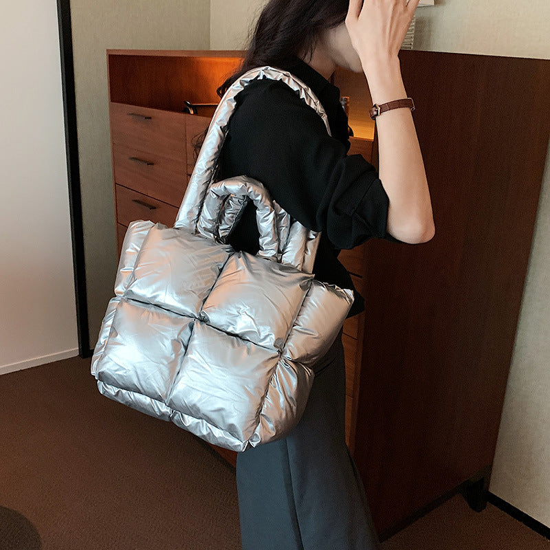 Women's Fashion Large Capacity Totes High-grade Shiny Simple Shoulder Bags