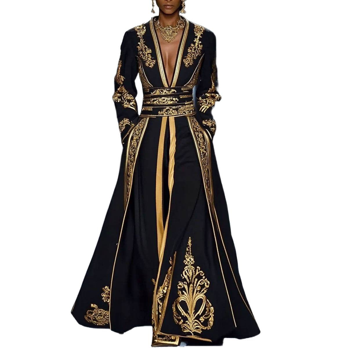 Slouchy Vintage Print Palace Muslim Dress Dresses