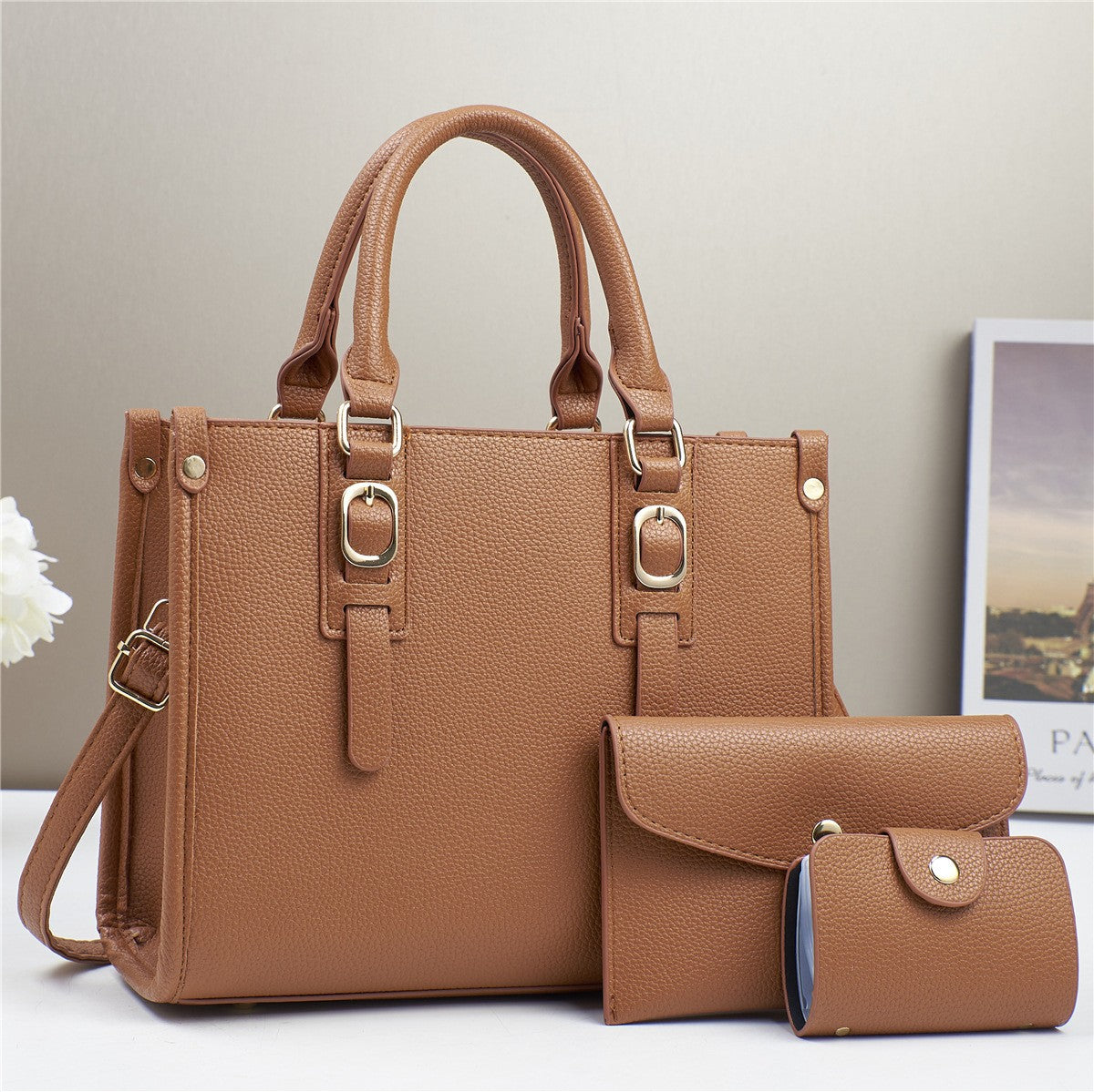 Women's Fashion Combination Soft Leather Set Large Handbags