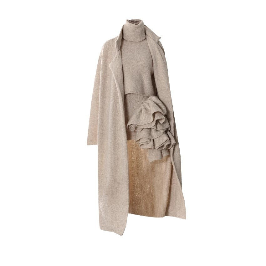 Women's Temperament Gentle Long Knitted Three-piece Set Suits