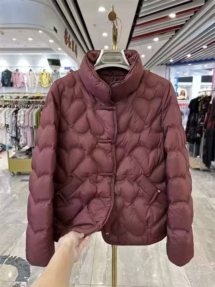 Chinese Style Retro Buckle Lightweight Down Female Jackets