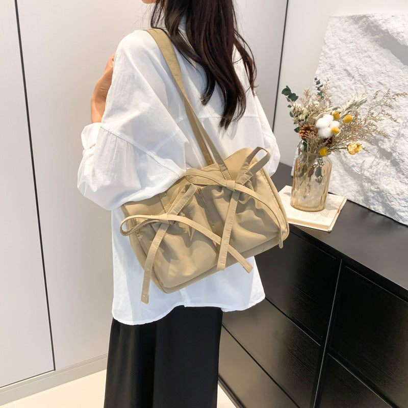 Women's Fashion Bowknot Underarm Large Capacity Cloth Shoulder Bags