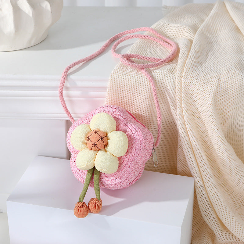 Women's Woven Seaside Flower Beach Summer Mini Children's Coin Purse