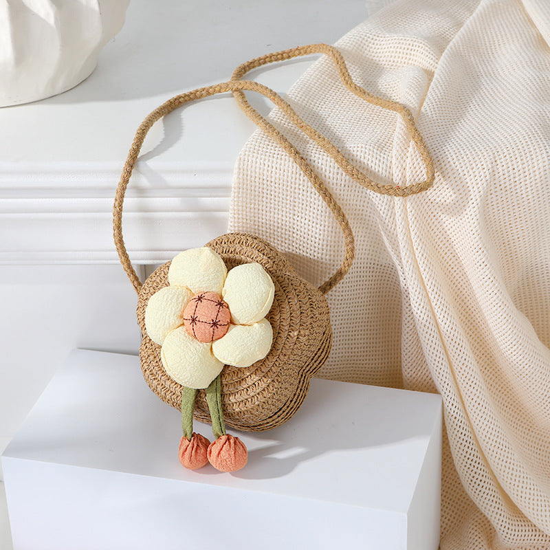 Women's Woven Seaside Flower Beach Summer Mini Children's Coin Purse