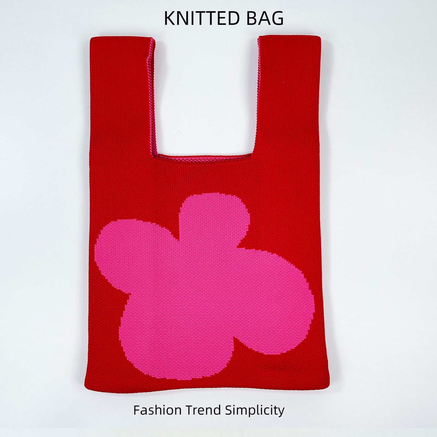 Women's Flower Knitted Large Capacity Totes Wrist Handbags