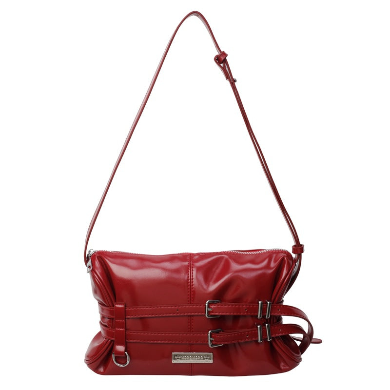 Design Pleated Underarm Female Summer Large Buckle