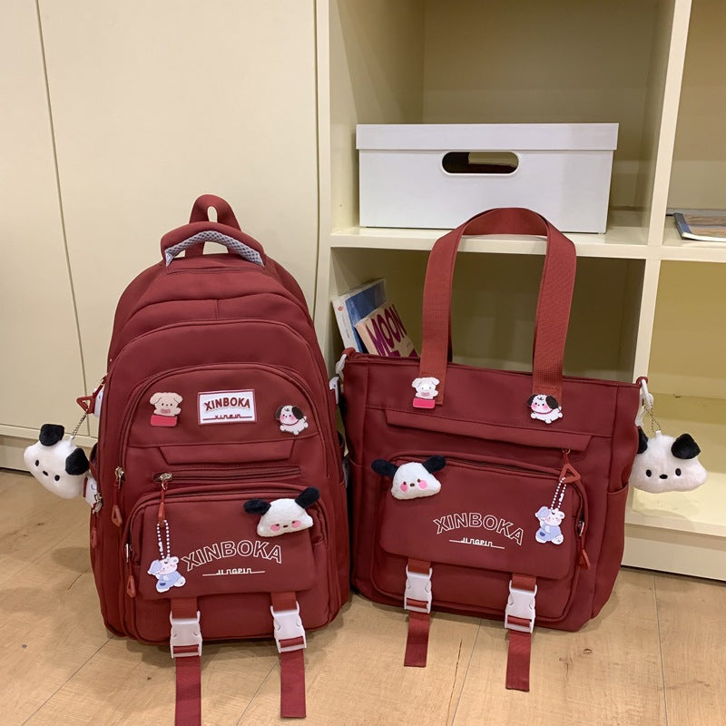 Women's Fashion Solid Color Wide Strap Portable Backpacks