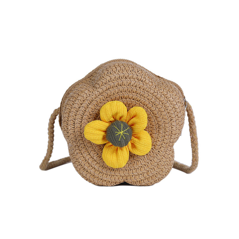 Women's Woven Seaside Flower Beach Summer Mini Children's Coin Purse