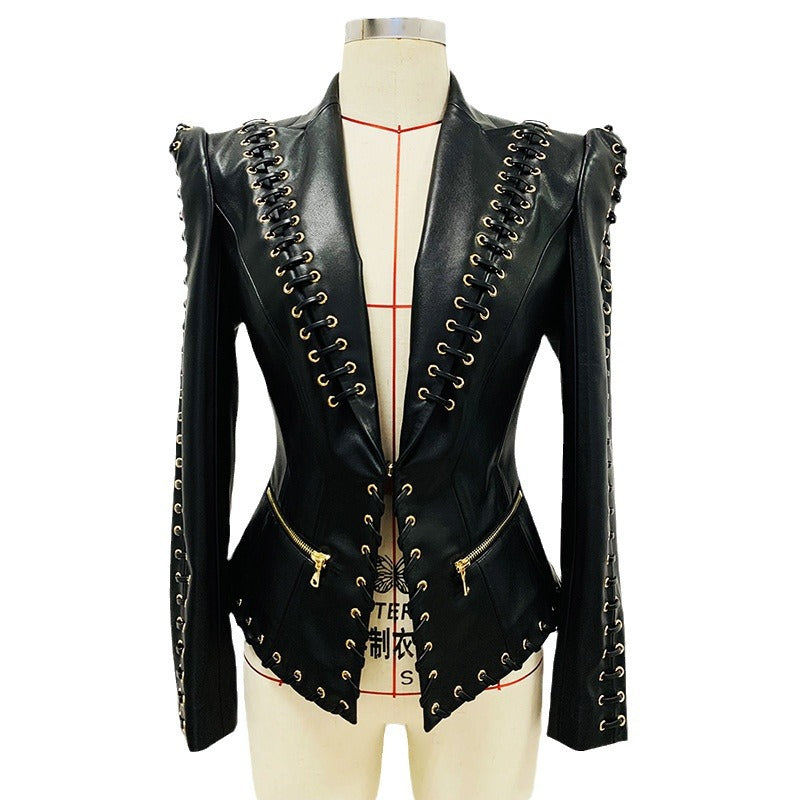 Charming Slouchy Fashion Corns Rope Leather Jackets