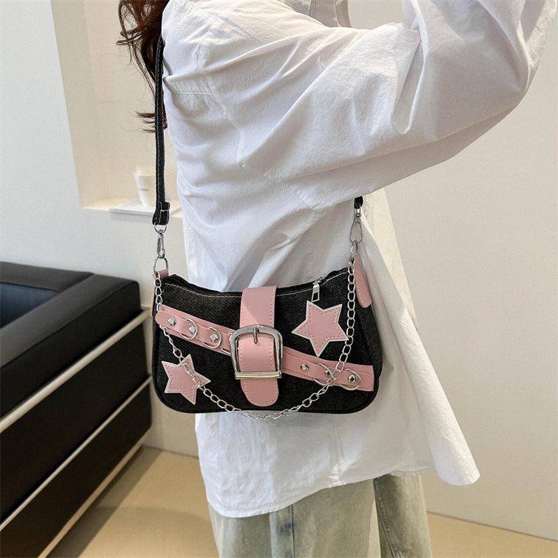 Women's Unique Sense Hot Denim Chain Portable Shoulder Bags