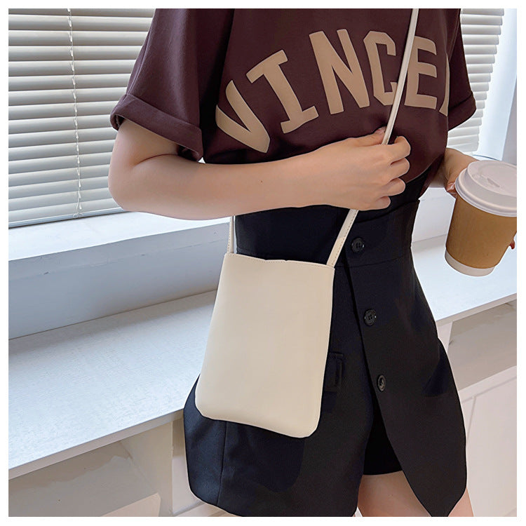 Korean Style Artistic Retro Solid Color Crossbody Bags
