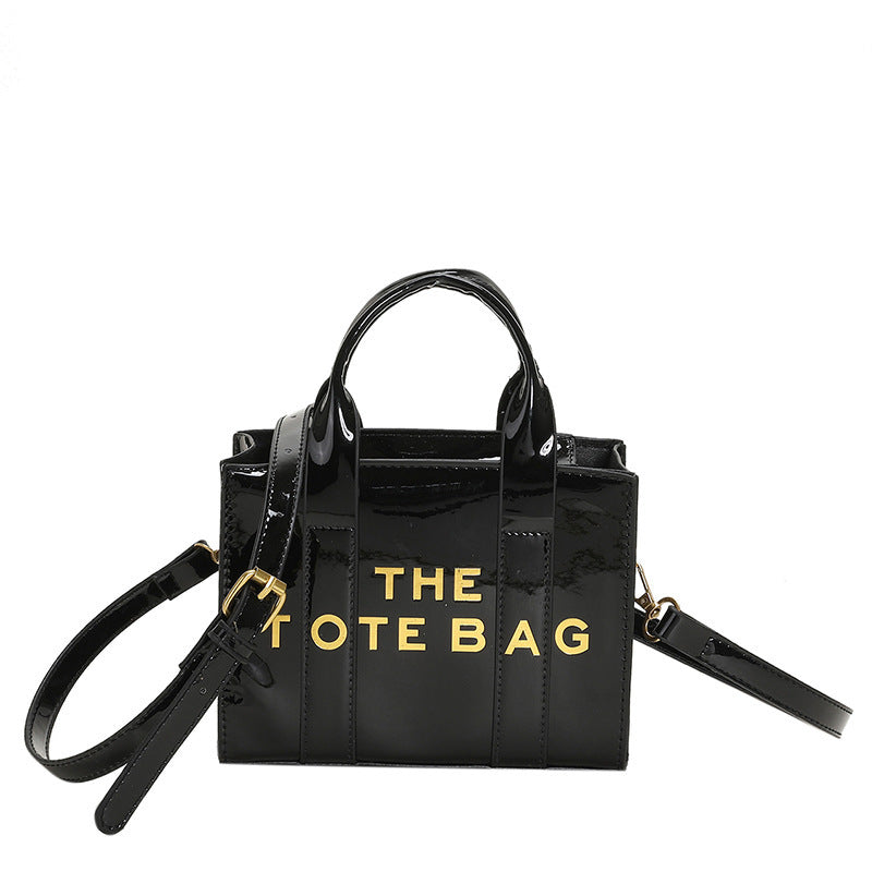 Bright Leather Letter Printing Mirror High Tote Bags