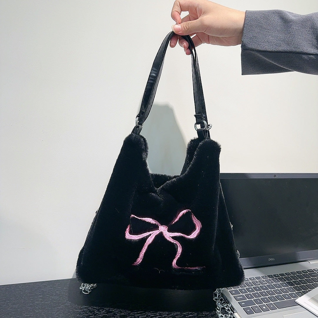 Women's Furry Large Capacity Totes Fashion Underarm Arm Bags
