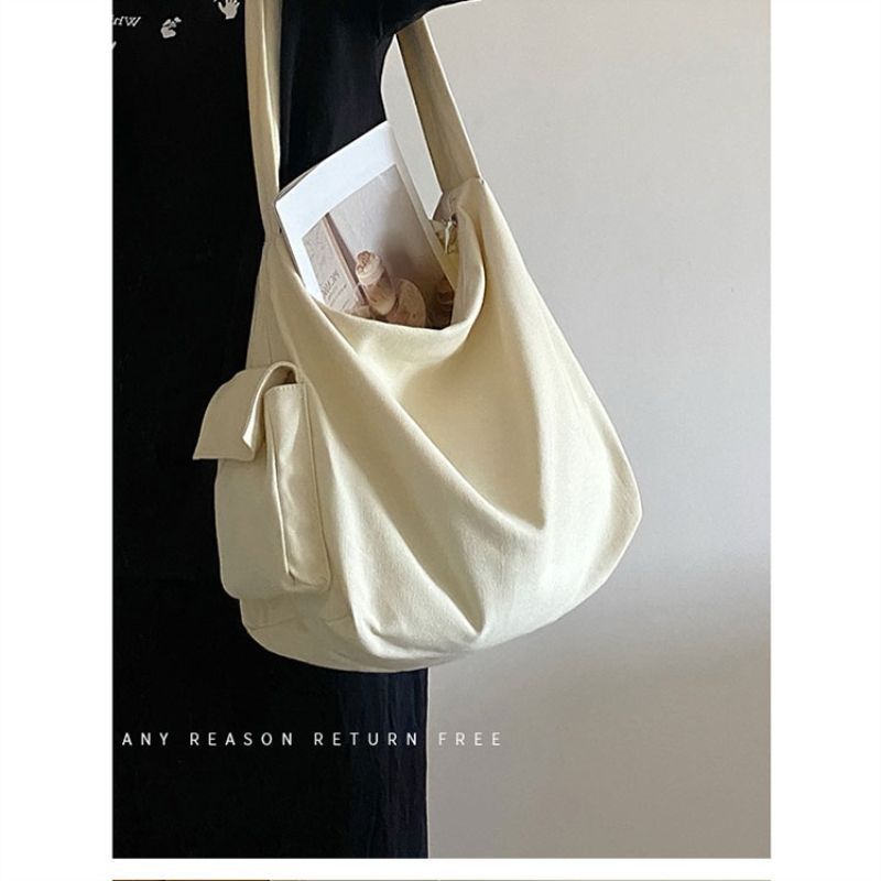 Female Korean Style Canvas Versatile Large Crossbody Bags