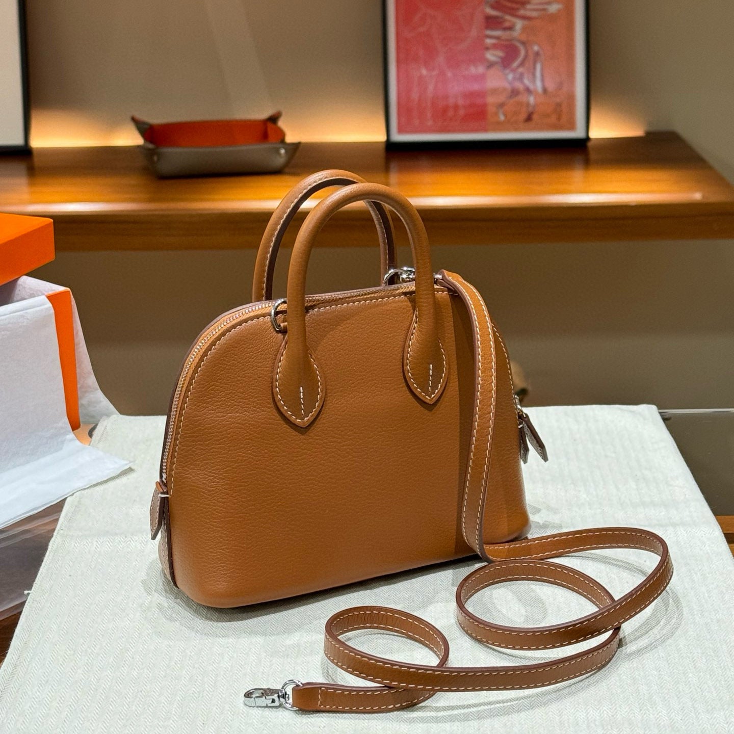 Genuine Leather Goat Pattern Bowling Shell High-grade Crossbody Bags