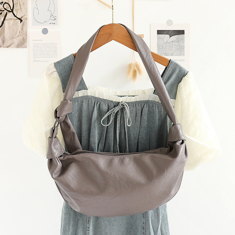 Style Retro Soft Leather Dumpling Croissant Bags
