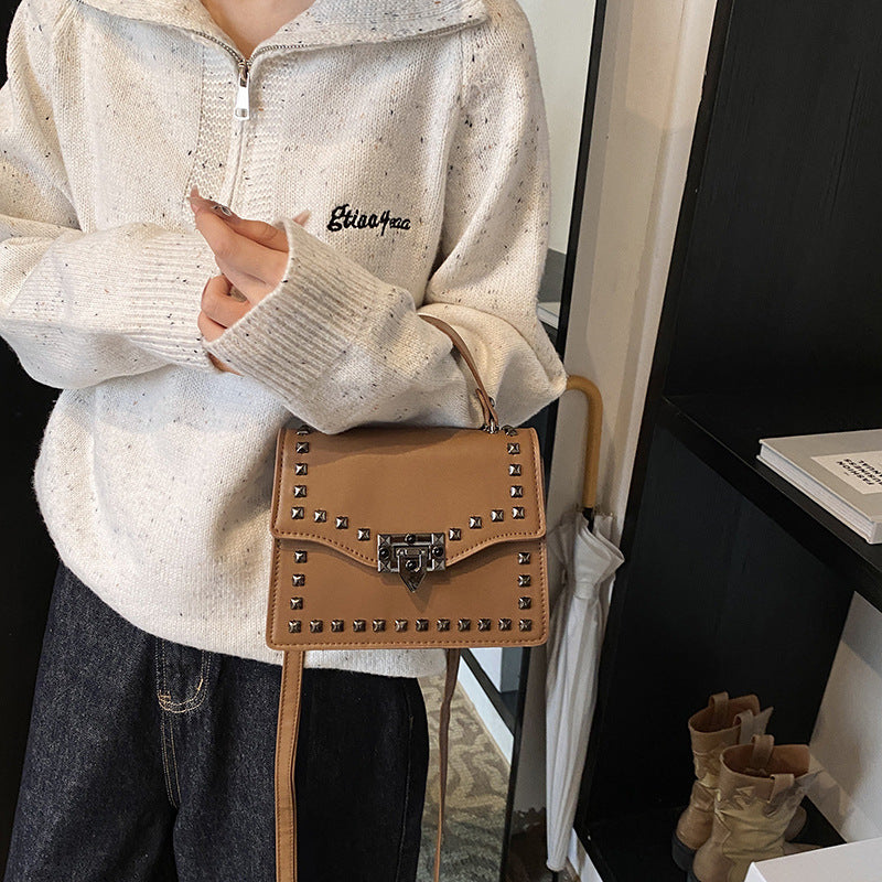 Women's Light Luxury Texture Rivet Winter Fashionable Small Square Bags