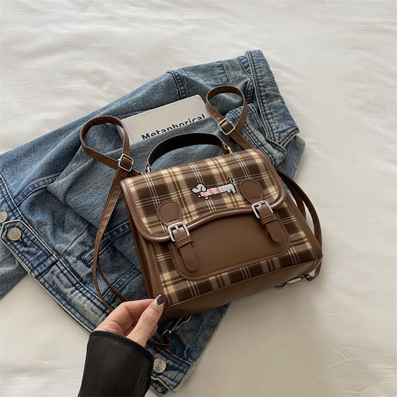 Style Checked Female Autumn Sausage Dog Backpacks